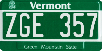 VT license plate ZGE357