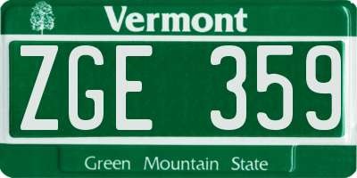 VT license plate ZGE359