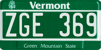 VT license plate ZGE369