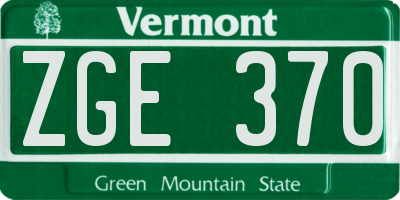 VT license plate ZGE370