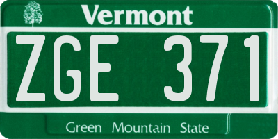 VT license plate ZGE371
