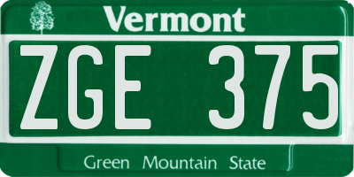 VT license plate ZGE375