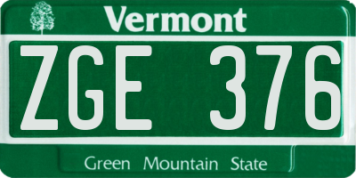 VT license plate ZGE376