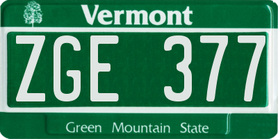 VT license plate ZGE377