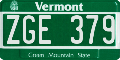 VT license plate ZGE379