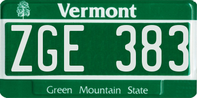 VT license plate ZGE383