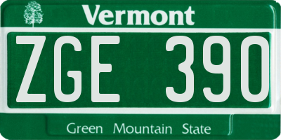 VT license plate ZGE390