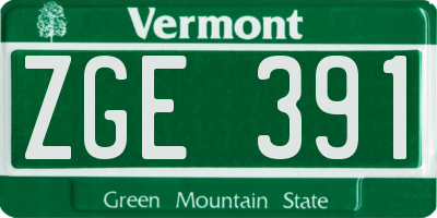 VT license plate ZGE391