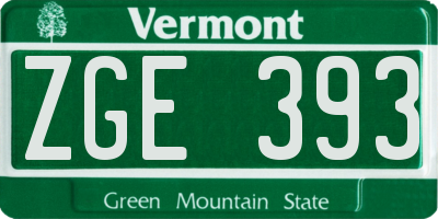 VT license plate ZGE393
