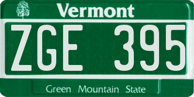 VT license plate ZGE395