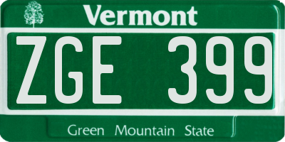 VT license plate ZGE399
