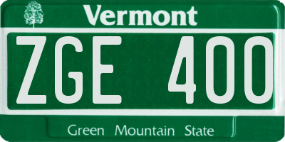 VT license plate ZGE400