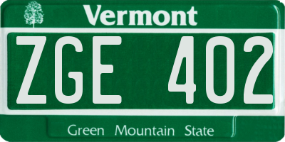 VT license plate ZGE402