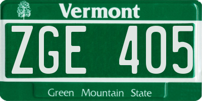 VT license plate ZGE405