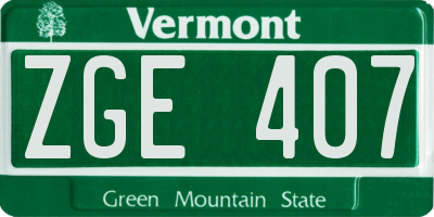 VT license plate ZGE407