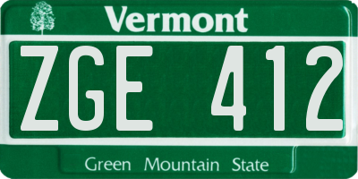 VT license plate ZGE412