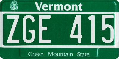 VT license plate ZGE415