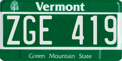 VT license plate ZGE419