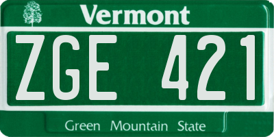 VT license plate ZGE421