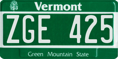 VT license plate ZGE425