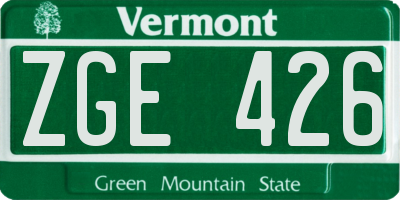 VT license plate ZGE426