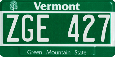 VT license plate ZGE427