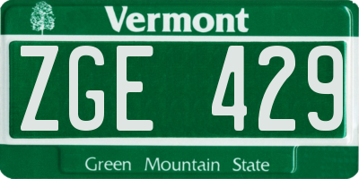 VT license plate ZGE429