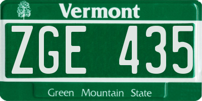 VT license plate ZGE435