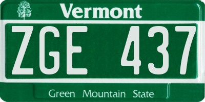 VT license plate ZGE437