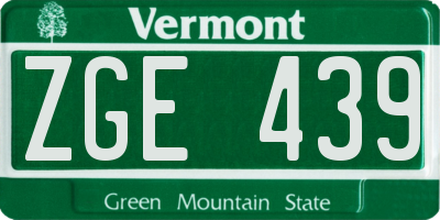 VT license plate ZGE439