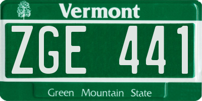 VT license plate ZGE441