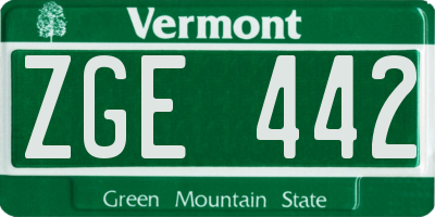 VT license plate ZGE442