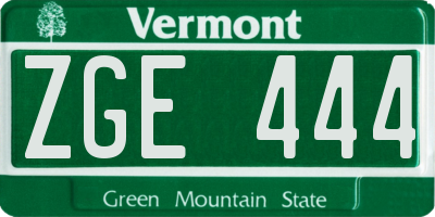 VT license plate ZGE444