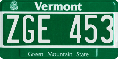 VT license plate ZGE453