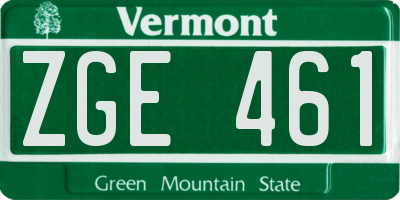 VT license plate ZGE461