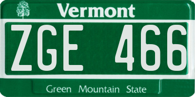 VT license plate ZGE466