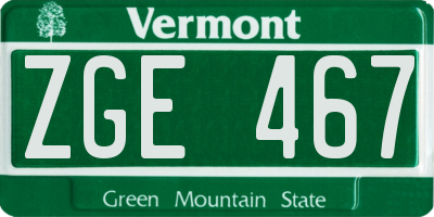 VT license plate ZGE467