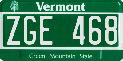 VT license plate ZGE468