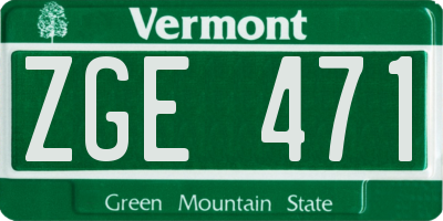 VT license plate ZGE471
