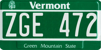 VT license plate ZGE472