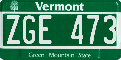 VT license plate ZGE473