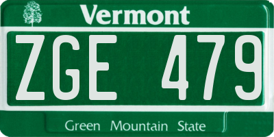 VT license plate ZGE479