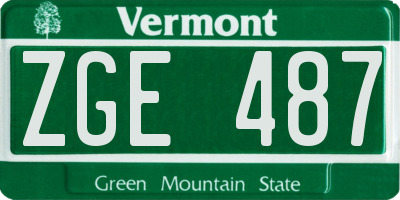 VT license plate ZGE487