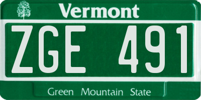 VT license plate ZGE491