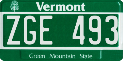 VT license plate ZGE493