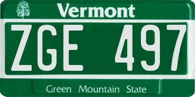 VT license plate ZGE497