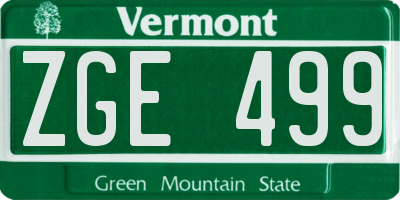 VT license plate ZGE499