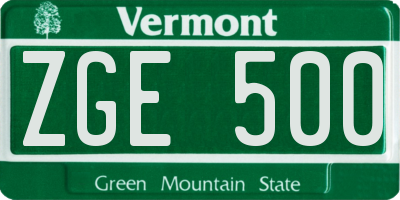 VT license plate ZGE500