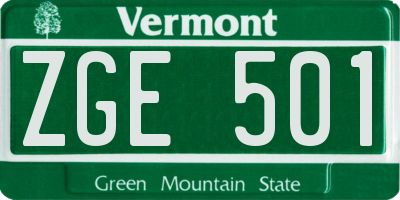 VT license plate ZGE501