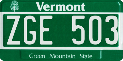 VT license plate ZGE503